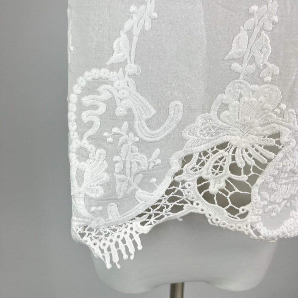NWOT Farm Rio Off-White Sleeveless Lace Embroidered Floral Tank Top Size XL - Picture 6 of 12